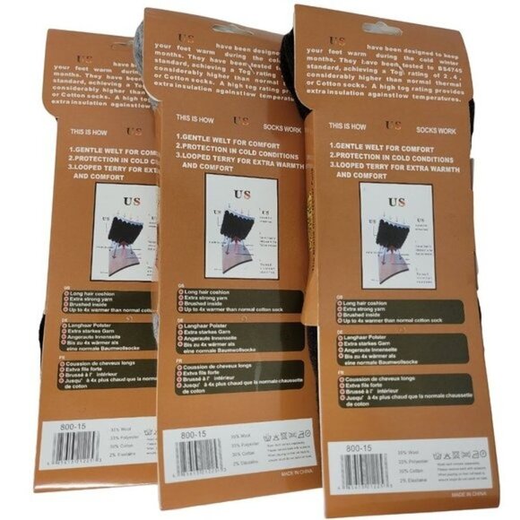Men Lamb Wool Socks, Merino Wool Comfy Warm for Winter, 3 Pairs, Sz 10-13 NEW - Picture 2 of 2